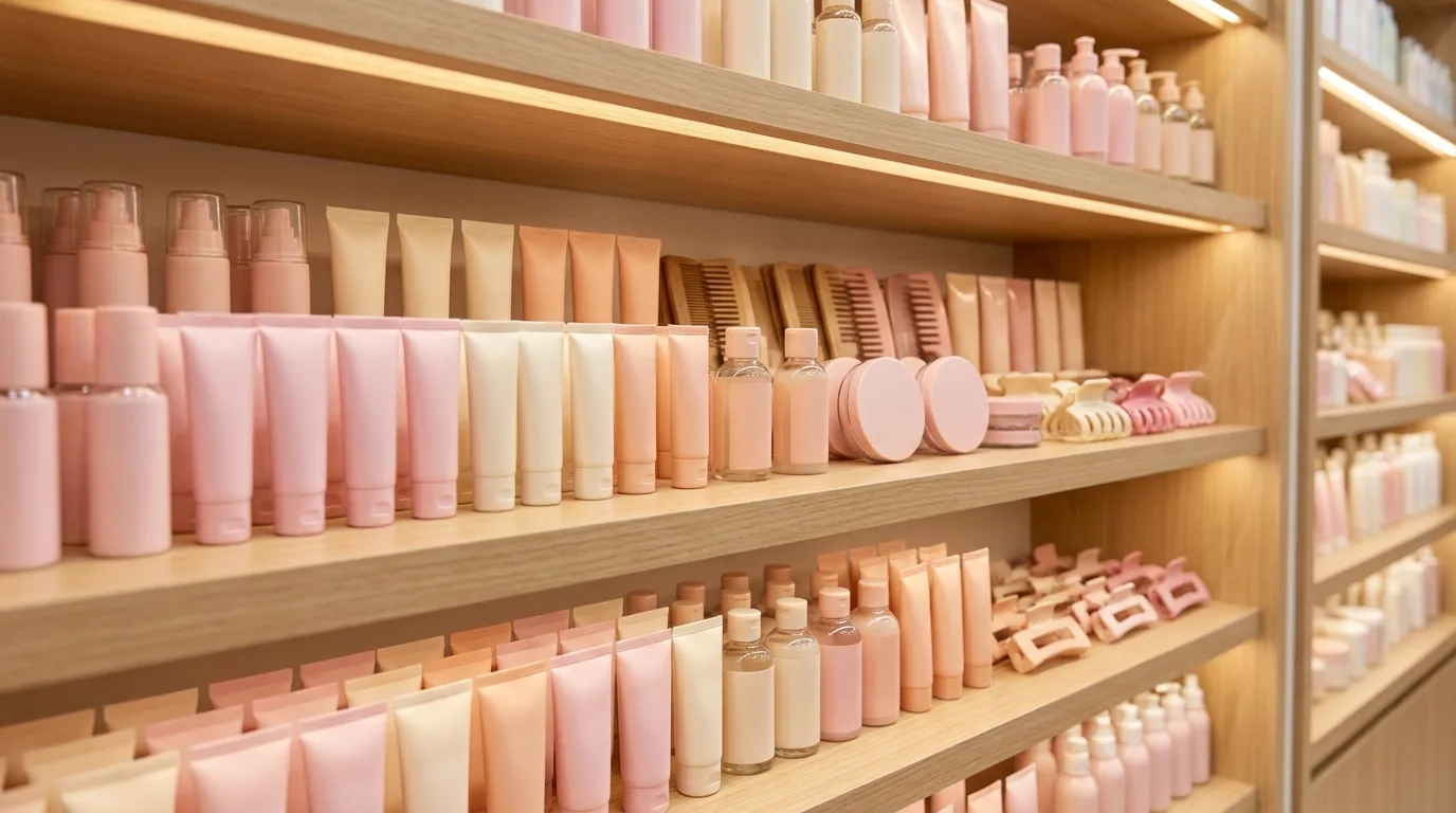 Beauty and personal care at a shop counter