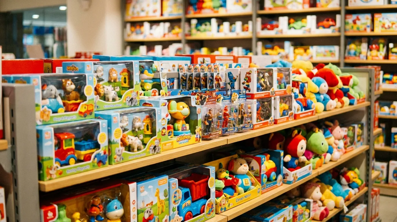Toys on a shop shelf